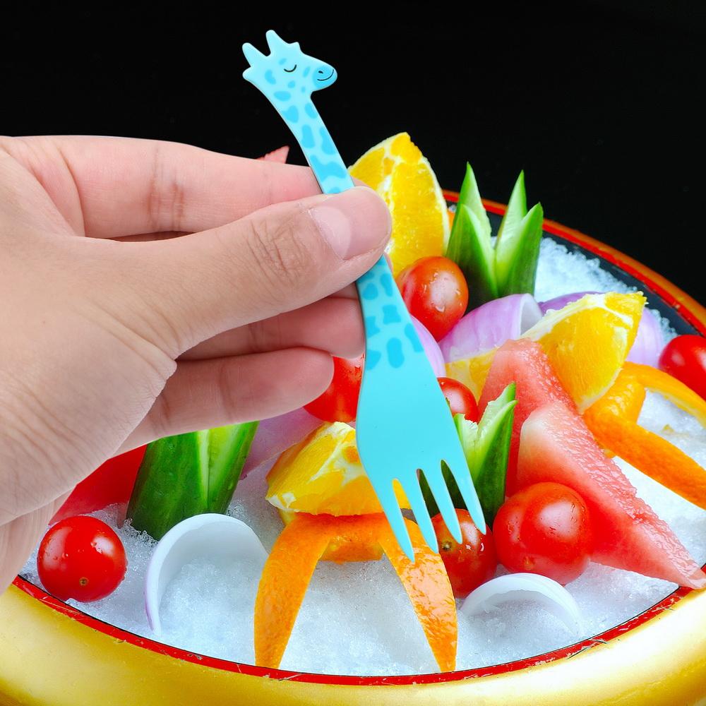 12Pcs/set Fruit Snack Toothpick Cartoon Giraffe Shape Tableware Food Picks Salad Desert Forks Kitchen Accessories Kitchen Tool
