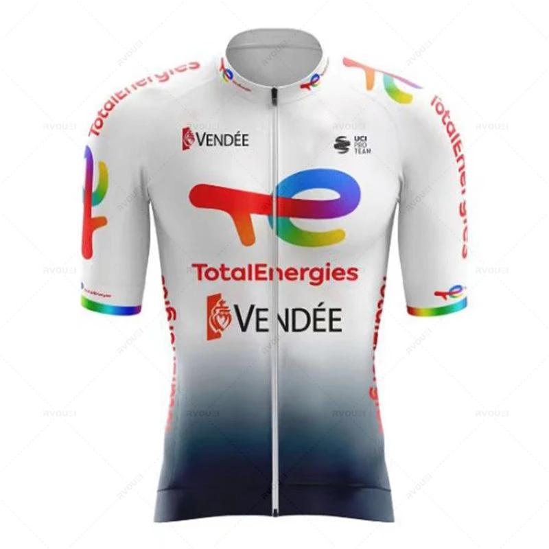 Total Energies Team Radtrikot Set Atmungsaktiv MTB Trikot Ciclismo Hombre Outdoor Sport Trägerhose Sommer Fahrradbekleidung