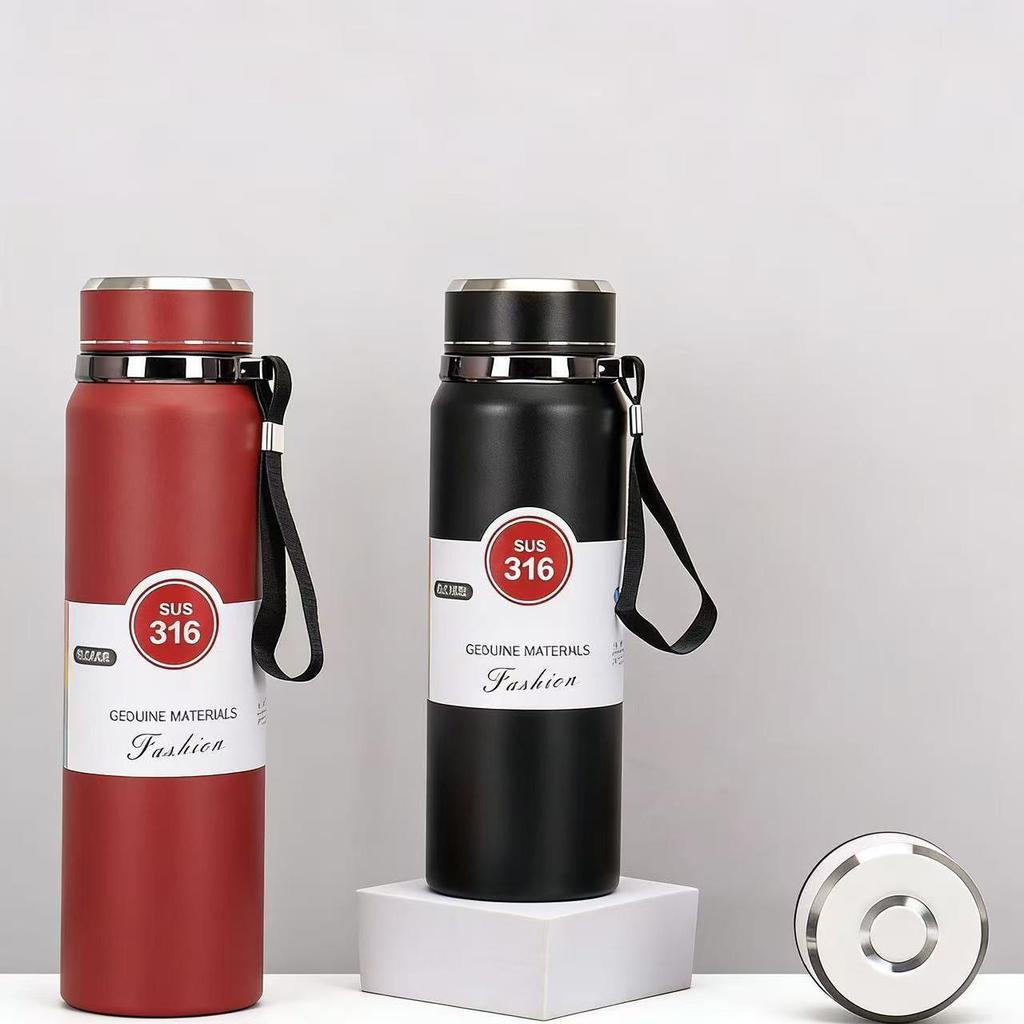 Stainless Steel Solar Thermos Cup with Lanyard - Large Capacity, Portable, Insulated for Outdoor Sports and Car Use