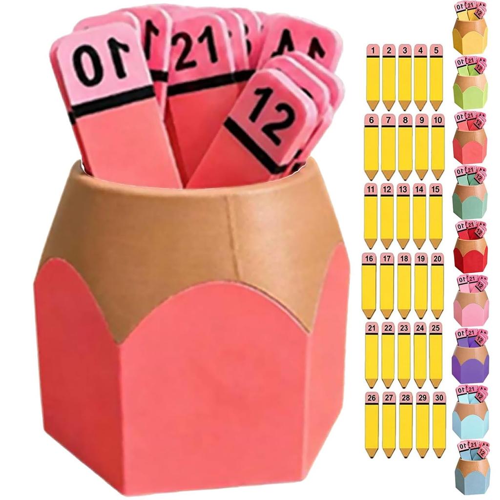 30 Pencil Shaped Wooden Drawing Sticks for Management and Student Grouping