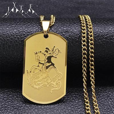 SAINT MICHAEL Archangel Pendant Necklace For Women Men Stainless Steel Dog Tag Metal Shape Necklaces Religious Jewelry N6279S05