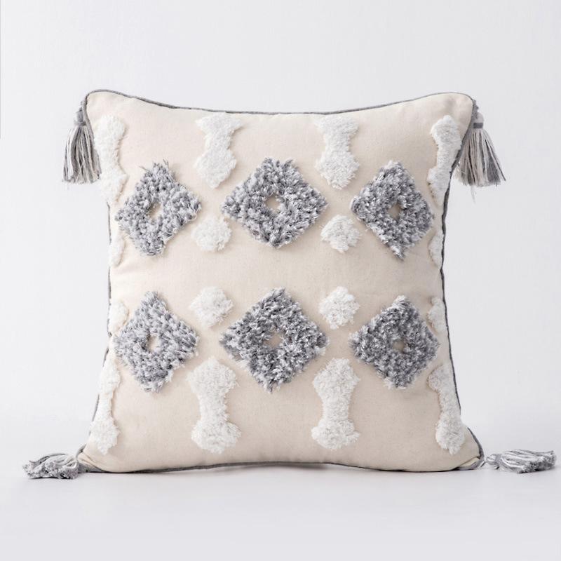 Home Decoration Ethnic Style Cushion Bedside Ins Moroccan Lace Tassel Tufted Pillow Cover