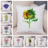 Watercolor Floral Nordic Print Pattern Pillowcase Sofa Home Car Plant