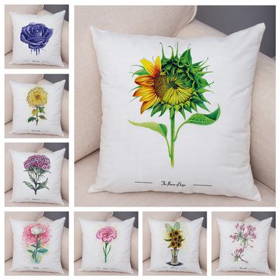 Watercolor Floral Nordic Print Pattern Pillowcase Sofa Home Car Plant