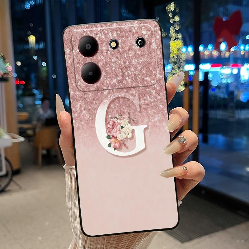 Case For ZTE Blade A54 4G Soft Silicone Black Shell ZTE Blade A54 4G Beautiful Letter Starry Sky Pattern Anti-scratch Cover