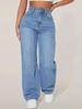 2025 Europäische & Amerikanische Damen High-Waist Straight Leg Jeans - Frühling & Herbst Lässig