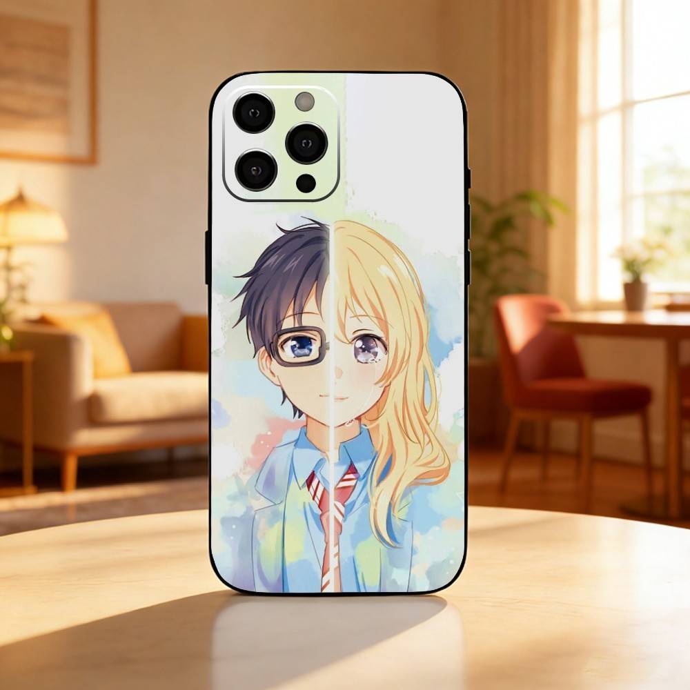 Amine Your Lie In A-Aprils Phone Case For iPhone17,16,15,14,13,12 Plus,Max Soft Silicone Black Cover