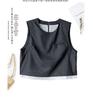 Stylish Raw Edge Patch Pocket Sleeveless Two-Piece Vest