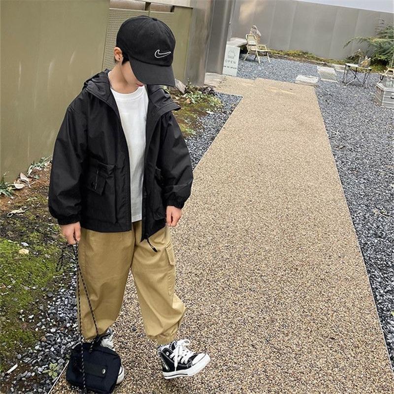 Boys Windbreak Jackets Spring Kids Zipper Tracksuit Coats Autumn Children's Clothing Teen Hooded Outerwear