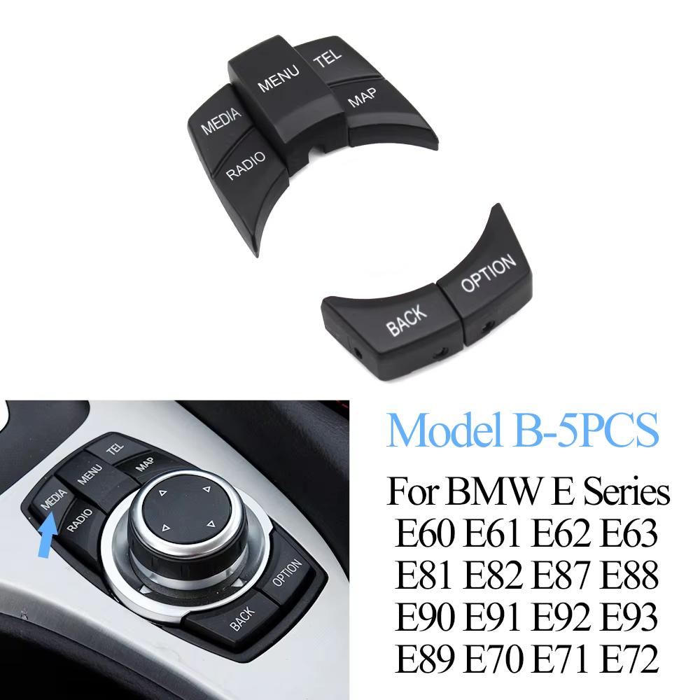 Car Console Multimedia Control Knob Button Cover For BMW 1 3 5 X1 X5 X6 Series E87 E90 E91 E92 E60 E84 E70 E71 E72 65829240956