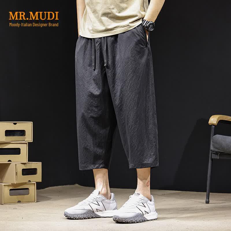 MR.MUDI Men s Lightweight Linen Blend Cropped Casual Pants 2XL чёрный