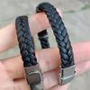 Men's Retro Titanium Steel Sports Bracelet with Engraved Stainless Steel and Anti-Static Microfiber Rope