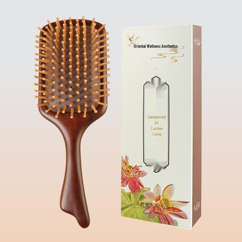 Sandelholz Meridian Massage Luftkissen Kamm Geschenkset - Massivholz Frisierkamm Souvenir