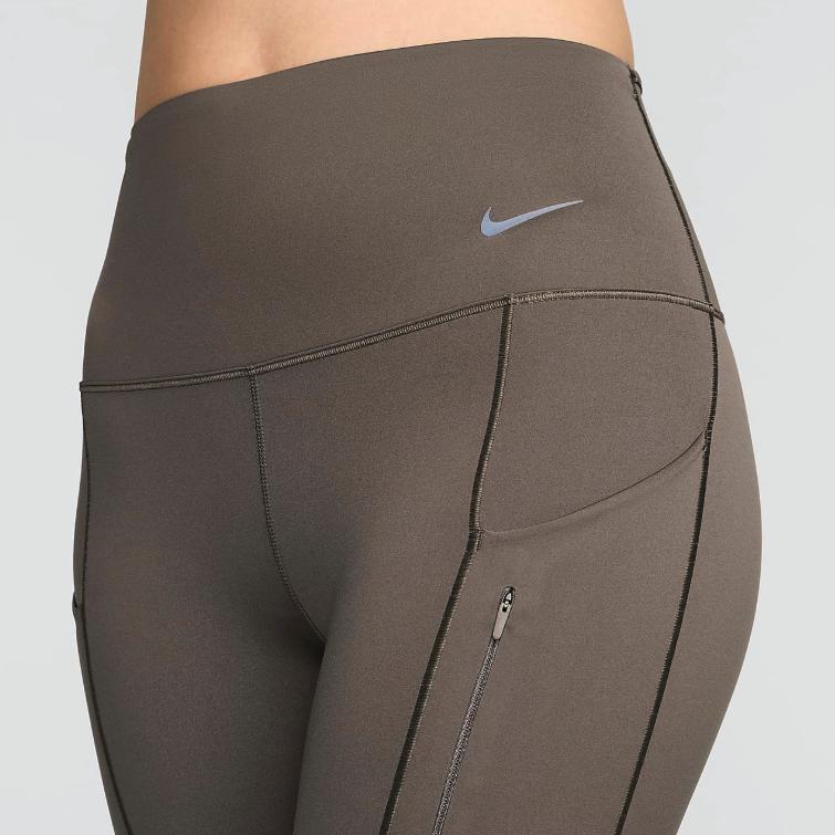 Nike Go High-Intensity Breathable Quick-Dry High-Waisted Pocket Nine-Point Leggings Women Leggings Mineral-Grey Black DQ5640004