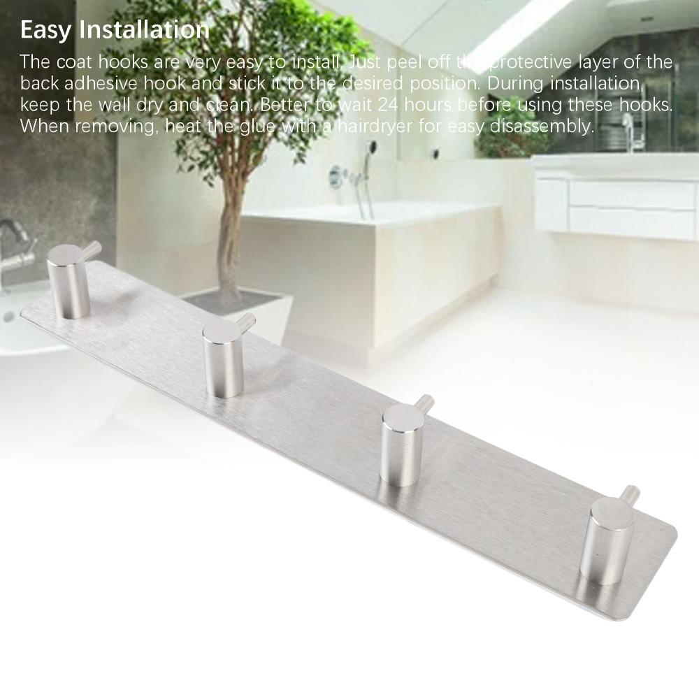 Self Adhesive Adhesive Wall Hook 304 Stainless Steel Towel Hanging Hook Coat Hanger Home Dorm