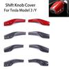 2Pcs Real Carbon Fiber Steering Wheel Whift Protection Cover  For Tesla Model 3 Y Car Column Shift Knob Cover Decor Accessories