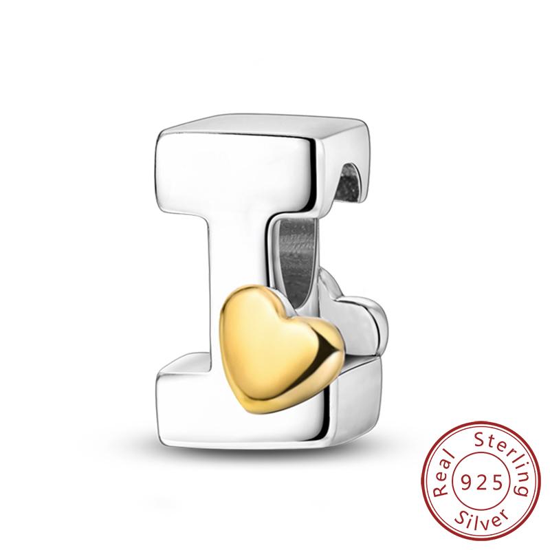 Copper 26 Letters A-Z Alphabet Charm Heart Love Letter Bead Fit Bracelet Diy Charm For Woman Jewelry Making