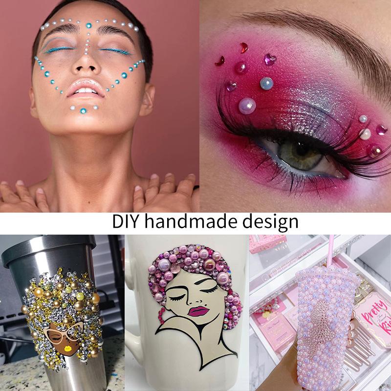 Nail Art Jewelry 7 Grid Plum Blossom Abs Semi-Round Flat Bottom Nail Art Pearl Nail Art Decoration Mixed