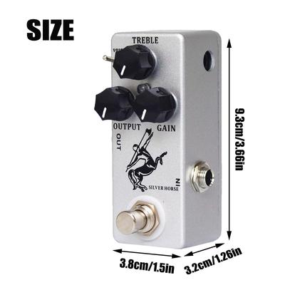 MOSKY Silver Horse Overdrive Gitarreneffektpedal | True Bypass | Zwei Stimmungsmodi | Analogschaltung | Aluminiumgehäuse Gitarreneffekt