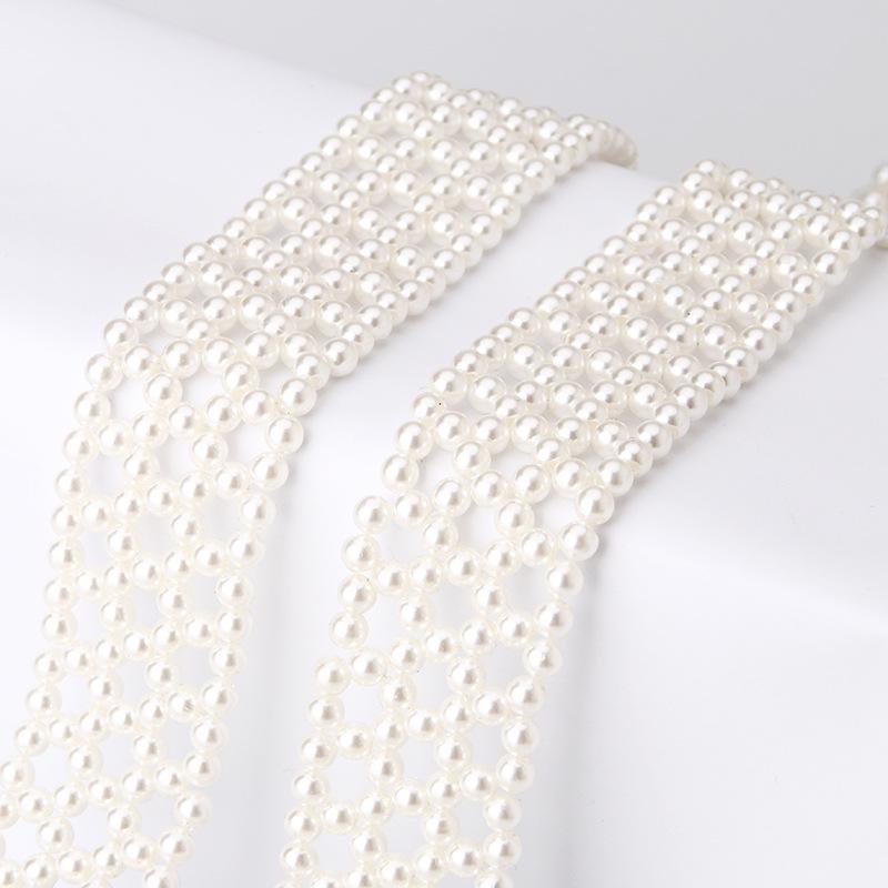 Women's Korean Style Pearl Beaded Waist Belt - Elegant & Fashionable Dress Accessory