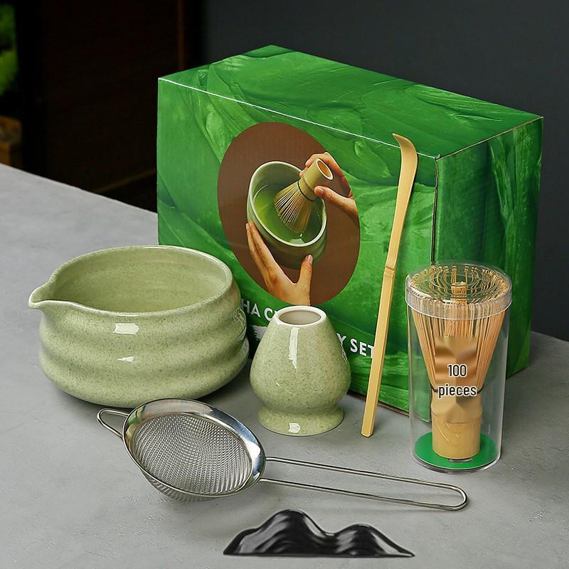 Japanese Ceramic Matcha Bowl Set with Bamboo Chasen Whisk – Perfect for Song Dynasty Tea Ceremony