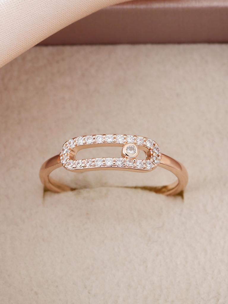 Luxury Open Zircon Ring For Women Fashionable Gold Tone Adjustable Band Elegant Jewelry Gift