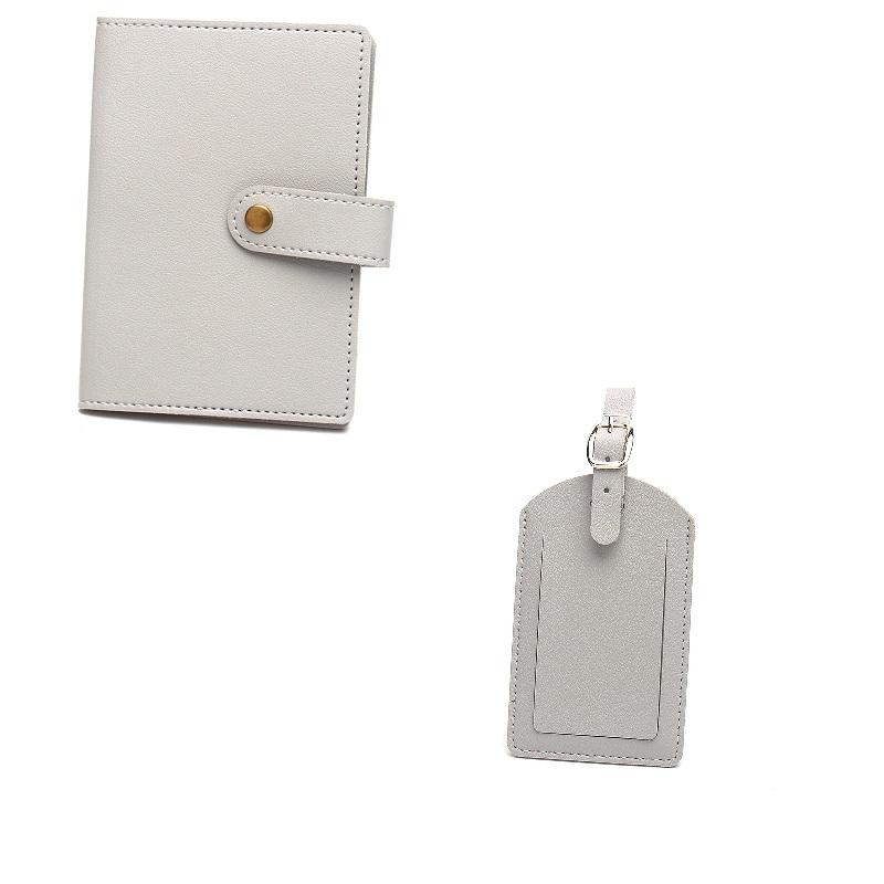 Bronze Button Passport with Luggage Tag Set  Multi-color Buckle  Extra-thick Leather Passport and Luggage Tag Card Holder