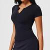 Womens V-Neck Slim Fit Short Sleeve Athletic Top Running Yoga Fitness Training Sportswear