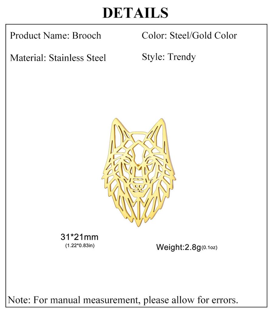 Cazador Animal Wolf Head Brooch for Men Women Stainless Steel Punk Pins Suit Collar Badges on Backpack Jewelry 2026 Gift New in