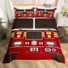 Camion dei Pompieri Rosso Auto dei Pompieri Copripiumino Confortevole Copricuscino Set Biancheria da Letto Decorazione Camera da Letto Bambini Tessile per la Casa
