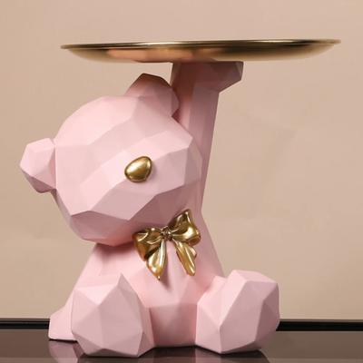 Geometric Bear Desk Decoration Resin Storage Box Decor Entrance Crafts Candy Sundries Household Supplies for Office Coffee Shop