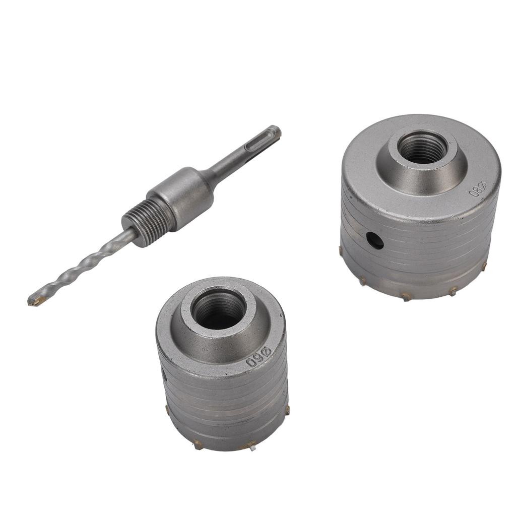 2PCS Hole Saws 1PC Connecting Rod Aluminum Case 60mm 80mm Electric Hammer Drill Opener for Concrete