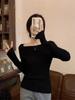 Women's One-Shoulder Knit Top: 2026 Autumn Slim-Fit, High-End Niche Design Base Layer