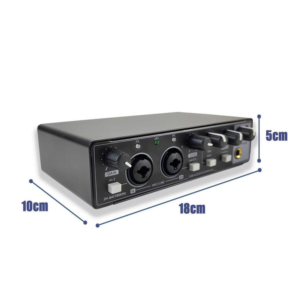 4-Channel Audio Interface with Dual External Microphone and Sound Card for Professional Recording and Music Bands
