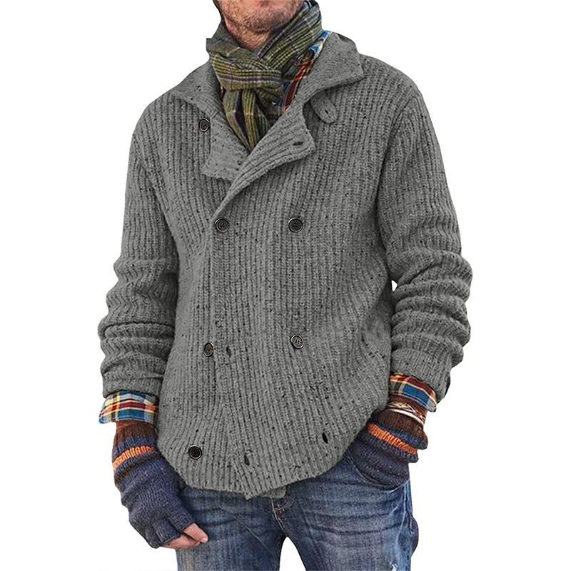 2026 New Oversized Sweater Men's Solid Color Button-up Jacket