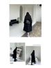 2025 New Korean Style Women's Color Block Mid-Length Trench Coat - Black Casual Spring/Autumn Wear