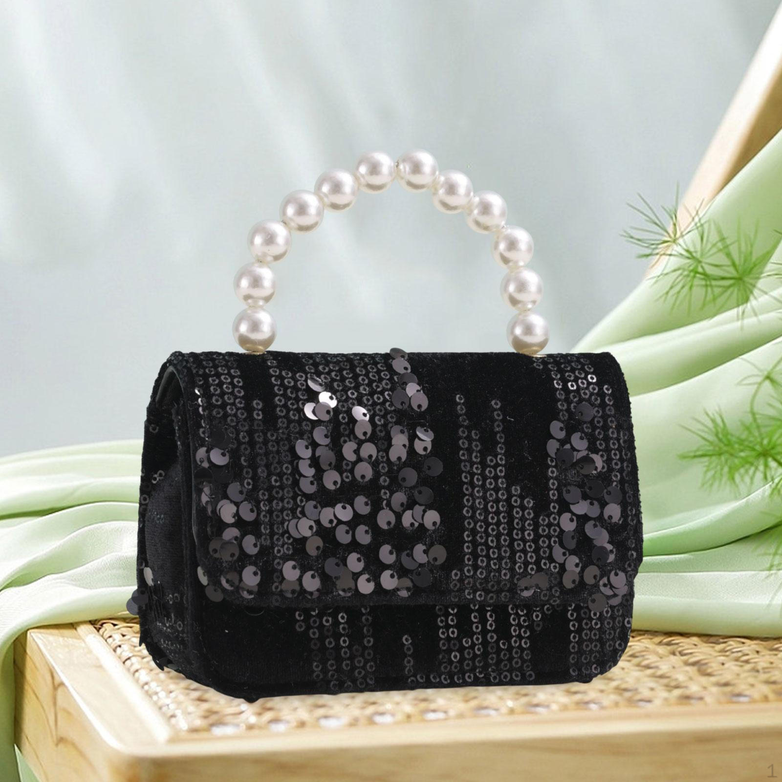 

Сумки для девочек с ручками из бисера, многоцелевые, стильные, для отдыха Black