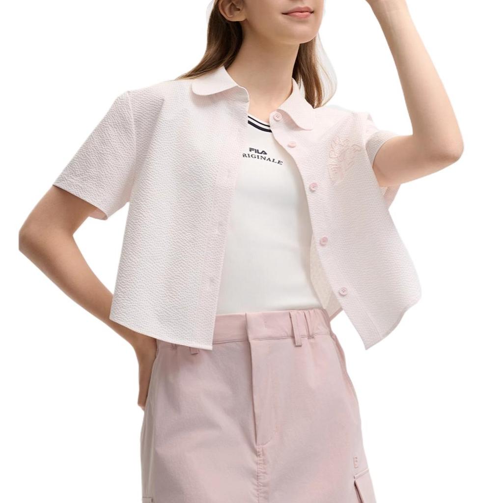 FILA X TIM LAHAN Collaboration Comfortable Fashionable Skin-Friendly Soft Short Sleeve Shirt Women shirts Pink F51W529403F-PK