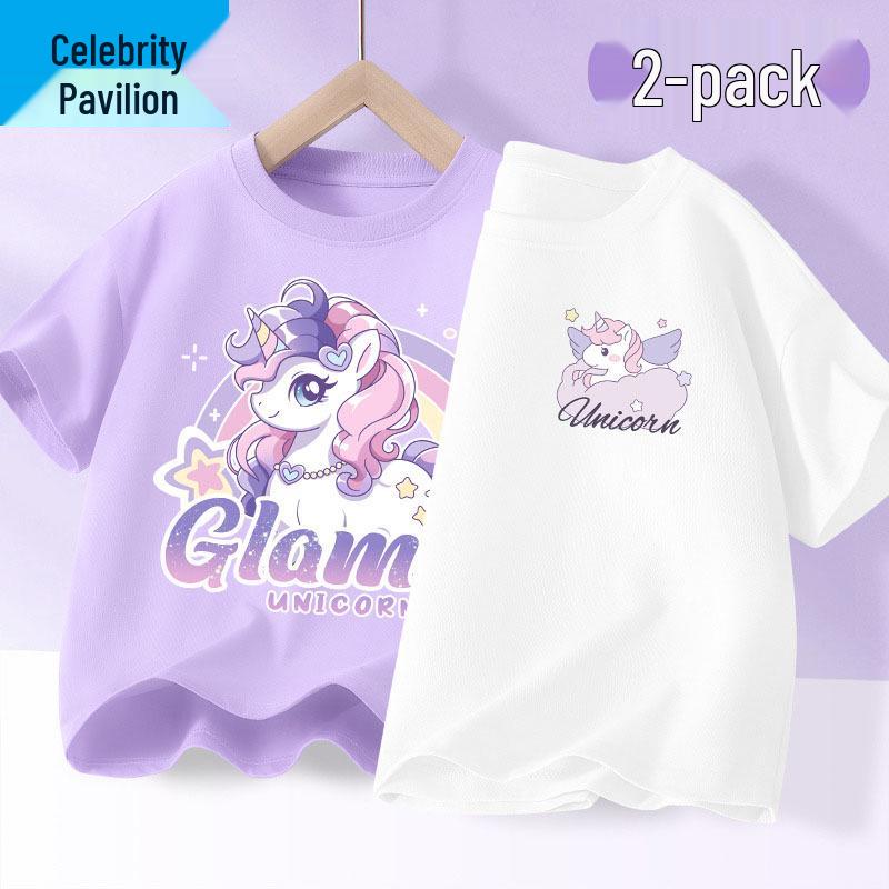 Girls' Breathable Cotton Short Sleeve Summer T-Shirt 2025 - Fashionable and Comfortable Children's Top