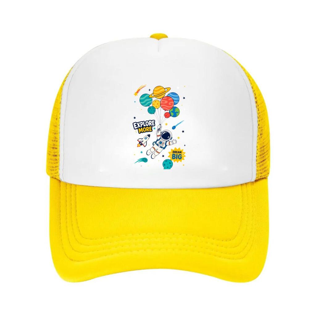 Playful Astronaut Orbit Adventure Gr Mesh Baseball Cap Casual Hat Outdoor For Womens Unisex FeUnisex