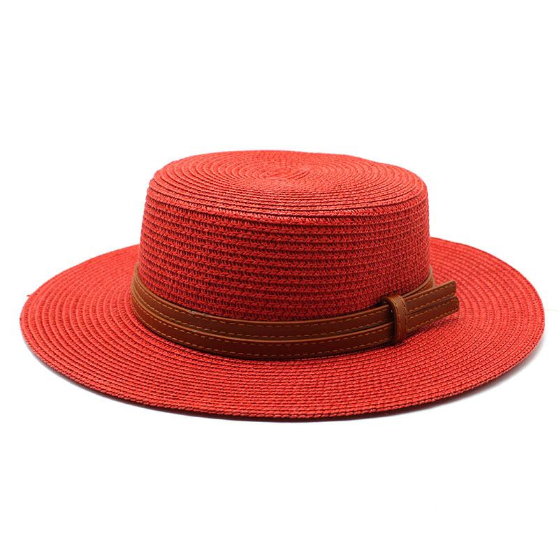 Spring And Summer Men'S And Women'S Multi-Color Decorative Flat-Top Straw Hat Outdoor Travel Sunshade Sun Protection Flat-Top Straw Hat