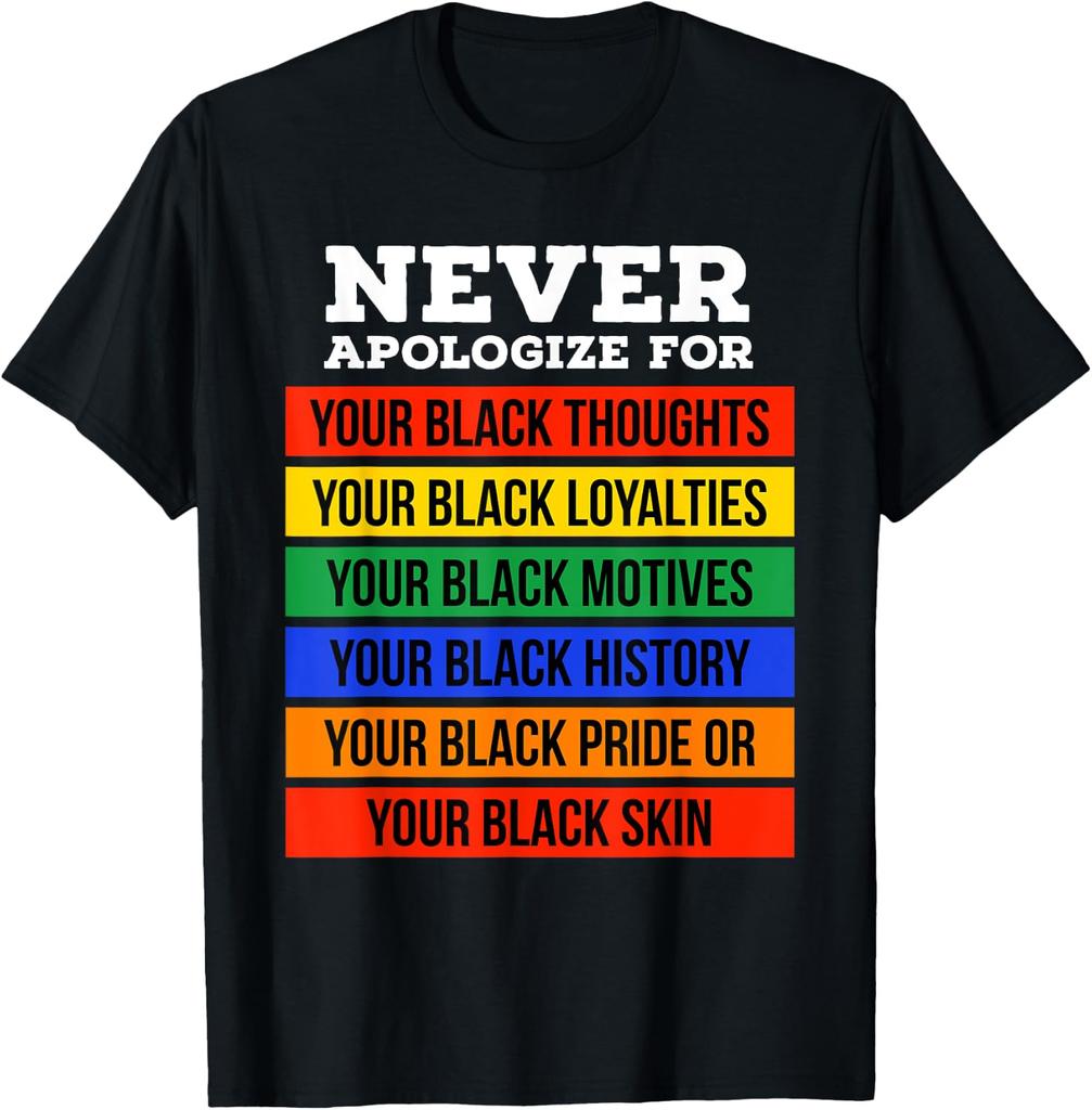 Never Apologize For Your Blackness - Black History Month T-Shirt