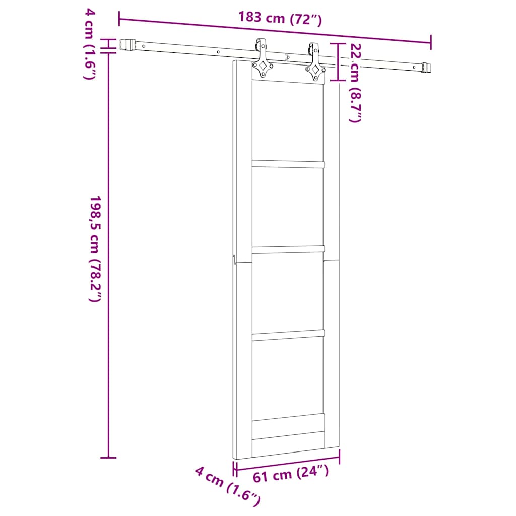ORKDAL Sliding Door White and Black 61 X 198.5 Cm