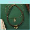 Stylish Two-layer Choker Necklace Set For Women With Rhinestone Stars And Flowers