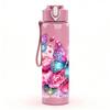 1PC Pink Rose Boho Floral Bouquet Art 750ml Color Plastic Sports Water Bottle Leakproof Flip Straw Lid Suitable for Sports Office Home Use
