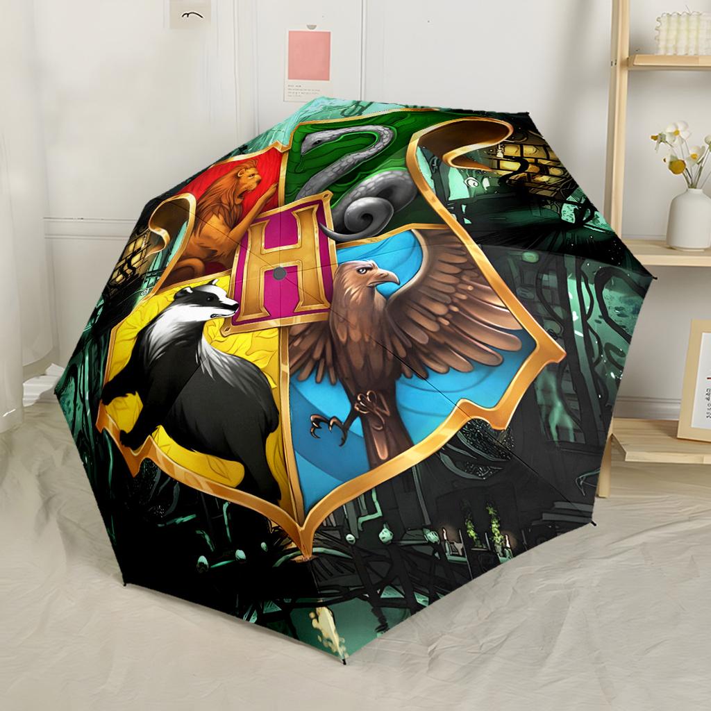 Hogwarts Crest Symbolism Outdoor Automatic Umbrella with 8-Rib Sturdy Construction Perfect for Outdoor Adventures Fashion Lovers Best for Christmas