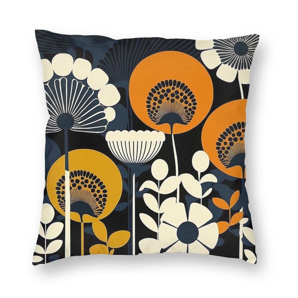 Floral Finland Square Pillowcase Polyester Linen Velvet Printed Zip Decorative Bed Cushion Cover Wholesale