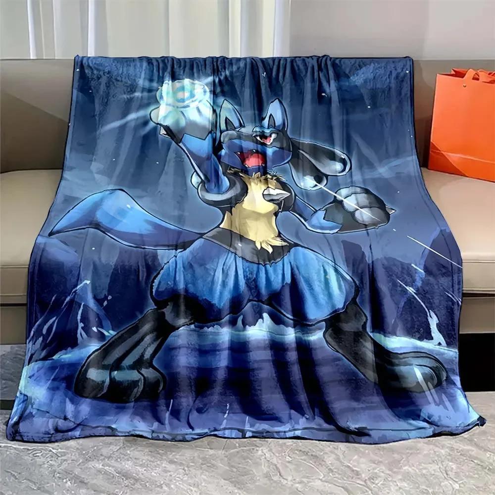 Japanese Anime Pokemon Mega Lucario Flannel Fluffy Soft Blanket Figures Home Sofa Break Blanket Children Blanket Nap Cover Kid