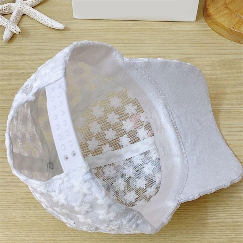 Letní krajkové květiny Prodyšná venkovní sportovní sluneční clona pro ženy muže Módní klobouk Nastavitelná baseballová čepice