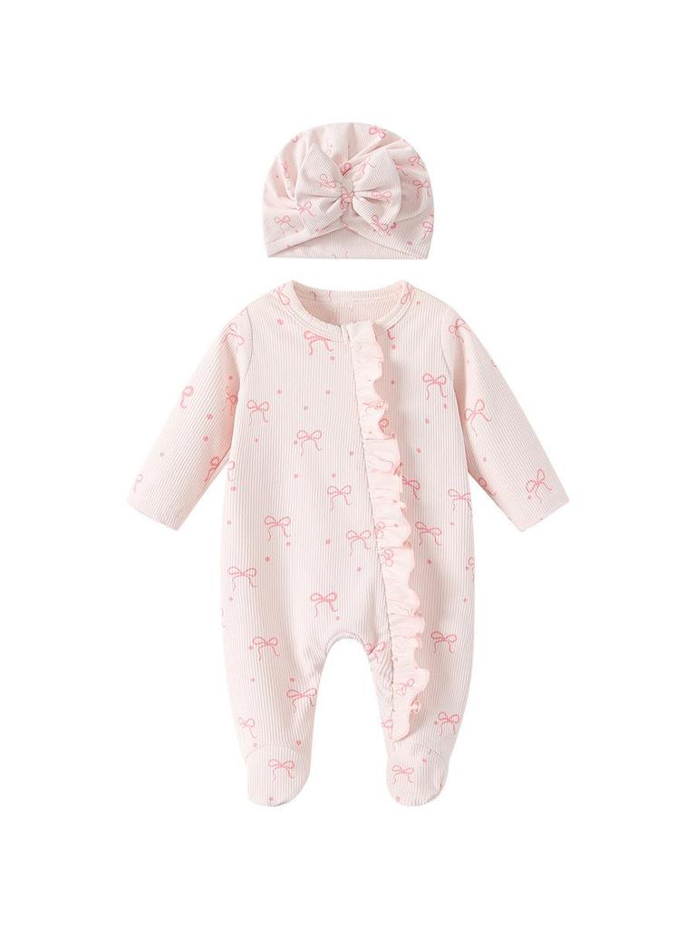 Spring & Autumn Newborn Baby Bodysuit - Warm Full Moon Girl Romper